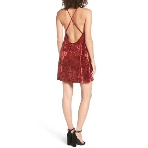 Privacy Please Revolve Crushed Velvet Slip Mini Dress Red Rust Size Small - Picture 16 of 16